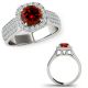1.75 Carat Red Real Diamond Fancy Cluster Design Wedding Bridal Ring 14K Gold