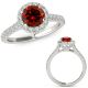 Red Real Diamond Classy Round Halo Anniversary Ring Band 14K Gold