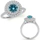Blue Diamond Double Halo Engagement Fancy Band Ring