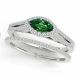 Green Diamond Split Shank Halo Marquise Ring Band 14K Gold