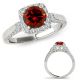 Red Real Diamond Beautiful Classy Round Halo Wedding Ring Band 14K Gold
