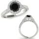 Black Real Diamond Beautiful Round Halo Engagement Ring Band 14K Gold