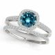 Blue Diamond Classy Round Engagement Ring Band 14K Gold