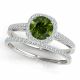 Green Diamond Classy Cushion Engagement Ring Band 14K Gold