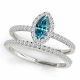 Blue Diamond Simple Marquise Anniversary Ring Band 14K Gold