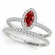 Red Diamond Simple Marquise Anniversary Ring Band 14K Gold