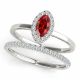 Red Diamond  Lovely Marquise Halo Wedding Ring Band 14K Gold
