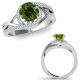 Green Real Diamond Crossover By Pass Solitaire Ring Band 14K Gold