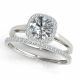 0.75 Carat G-H Diamond  Halo Engagement Round Ladies Ring Band 14K Gold