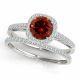 1 Carat Red Diamond Beautiful Round Halo Wedding Ring Band 14K Gold