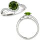 Green Diamond Halo Engagement Bridal Fancy Band Ring