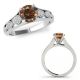 Chocolate-SI3-I1 Diamond Filigree Solitaire Halo Wedding Ring Band 14K Gold