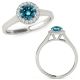 Blue Real Diamond Classy Round Solitaire Halo Engagement Ring Band 14K Gold