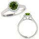 Green Real Diamond Classy Round Solitaire Halo Engagement Ring Band 14K Gold