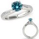 Blue Real Diamond By Pass Solitaire Engagement Ring 14K Gold