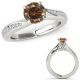 Champagne Real Diamond By Pass Solitaire Engagement Ring 14K Gold