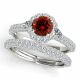 1.75 Carat Red Diamond Engagement Pave Halo Fancy Ring Band 14K Gold