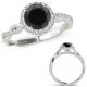 1.5 Carat Real Black Diamond Infinity Zig Zag Band Halo Promise Ring 14K Gold