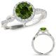 1.5 Carat Real Green Diamond Infinity Zig Zag Band Halo Promise Ring 14K Gold