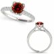 1 Carat Red Diamond Beautiful Flower Design Halo Promise Ring 14K Gold