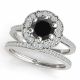 Black Diamond Engagement Halo Designer Ring Ladies 14K Gold