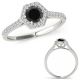 0.5 Carat Real Black Diamond Octagon Eternity Halo Wedding Promise Ring 14K Gold