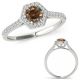 0.5 Carat Real Champagne Diamond Octagon Eternity Halo Wedding Promise Ring 14K Gold