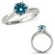 Blue Real Diamond Solitaire Filigree Designer Wedding Ring Band 14K Gold