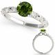0.75 Carat Green Real Diamond Simple Round Solitaire Engagement Ring 14K Gold