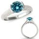 1 Carat Real Blue Diamond Solitaire Bezel Line Design Bridal Women Ring 14K Gold