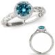 1 Carat Real Blue Diamond Beautiful Design Anniversary Ring Band Set 14K Gold