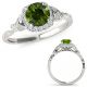 0.9 Carat Real Green Diamond Designer Engagement Promise Ring Band Set 14K Gold
