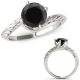 1 Carat Real Black Diamond Filigree Designer Solitaire Ring Band Set 14K Gold