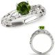 0.75 Carat Real Green Diamond Filigree Designer Wedding Ring Band Set 14K Gold