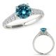 Blue Real Diamond Classy Design Solitaire Engagement Ring Band 14K Gold
