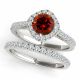 1.3 Carat Red Round Diamond Halo Engagement Bridal Ring 14K Gold