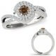 0.75 Carat Real Champagne Diamond By Pass Crossover Double Halo Ring Band 14K Gold