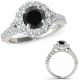 2 Carat Black Real Diamond Petite Flower Filigree Designer Ring Band Set 14K Gold