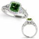 Green Diamond Classy Antique Halo Anniversary Ring 14K Gold