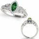 Green Diamond Antique Halo Anniversary Fancy Ring 14K Gold