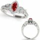 Red Diamond Antique Halo Anniversary Fancy Ring 14K Gold
