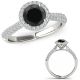 Black Real Diamond Cluster Victorian Halo Wedding Bridal Ring 14K Gold