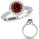 Red Real Diamond Cluster Victorian Halo Wedding Bridal Ring 14K Gold
