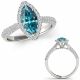 Blue Diamond Designer Multi-Row Halo Engagement Ring 14K Gold