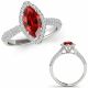 Red Diamond Designer Multi-Row Halo Engagement Ring 14K Gold