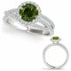 Green Diamond Designer Multi-Row Split Shank Halo Ring 14K Gold
