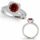 Red Diamond Engagement Crossover Classy Halo Ring 14K Gold