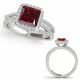Red Diamond Design Swirl Split Shank Halo Ladies Ring 14K Gold
