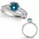 1.25 Carat Blue Diamond Fancy Swirl Split Shank Wedding Ring 14K Gold