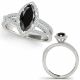 Black Diamond Split Shank Design Halo Wedding Ring 14K Gold